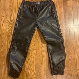 Faisa for Anthropologie Faux Leather Joggers